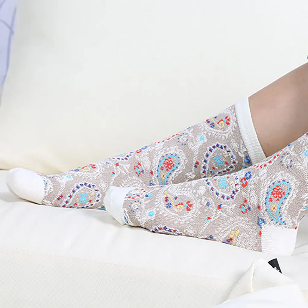 Женские хлопковые носки без пятки с тотем в этническом стиле женские новые японские в форме трубы носки чулочно-носочные изделия для студентов 12,13