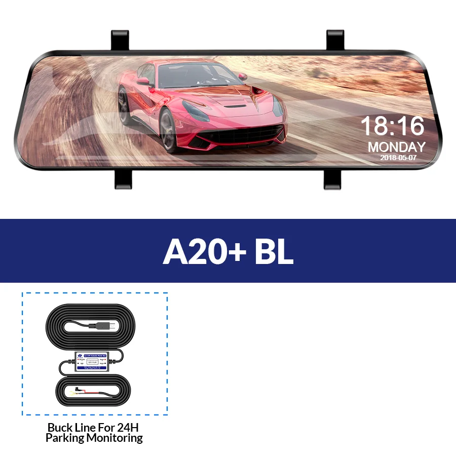 A20-BL E-ACE Автомобильный видеорегистратор 12 дюймов потоковое зеркало заднего вида 4G Android gps навигация видеорегистратор FHD 1080P Авто регистратор видео регистратор - Название цвета: A20-BL
