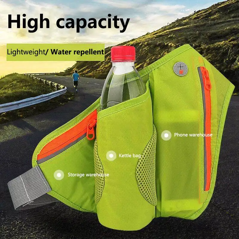 Running Belt Hydration Waist Pack with Water Bottle Holder for Men Women Waist Pouch Fanny Bag Reflective Fits 4-6 inch mobile p