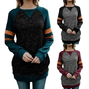

Women Casual Stripes Raglan Long Sleeve O Neck Color Block Pockets Blouse Top O Neck Color Block Pockets Blouse Top