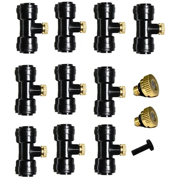 

1/4 Inch Non-Slip Lock, Outdoor Mist Nozzle Tee, Water Brass Mist Nozzle, Mist Nozzle Kit for Outdoor Cooling System