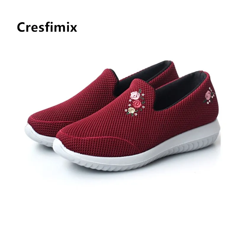 Cresfimix Zapatos De Mujer; женские модные черные дышащие слипоны; нескользящие лоферы; женская повседневная обувь; сезон весна-лето; C5700