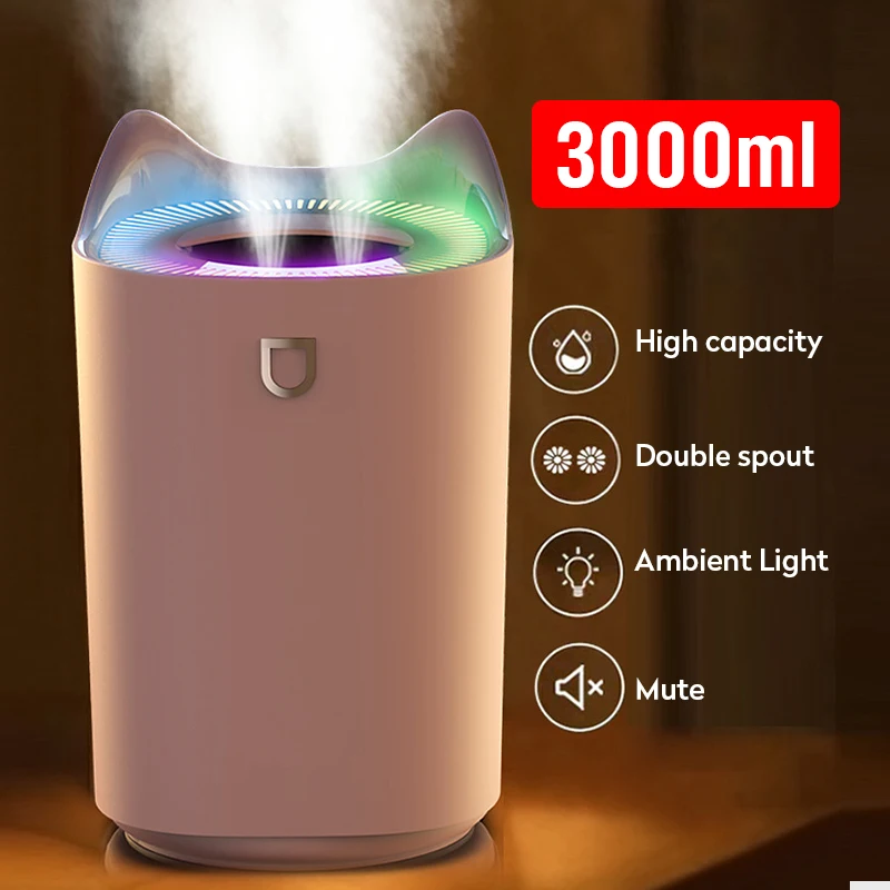 Xiaomi 3l Air Humidifier Essential Oil Aroma Diffuser Double Nozzle