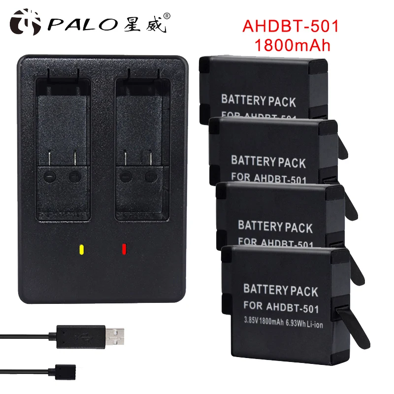 4 шт. 1800 мАч батарея GoPro hero 5 hero 6 hero 7 черная батарея Акку для GoPro hero 5 6 7 hero 5 AHDBT 501 батарея - Цвет: AHDBT-501-A(4-1)