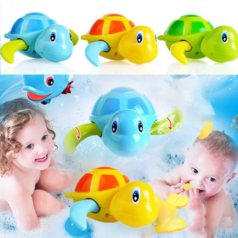 Cartoon Cute Tortoise Baby Water Bath Toys Classic Kids Infant Bathroom Mini Colorful Soft Floating Animals Figure Clockwork Toy 1