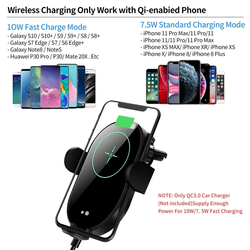 Tongdaytech 15 Вт Qi Быстрое беспроводное автомобильное зарядное устройство для Iphone 8 X XR