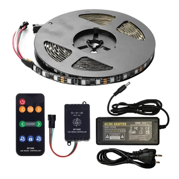 

Music control LED Strip set Dream color WS2811 LED Strip 5M kit with SP106E Music controller Remote 12V Adapter EU/US Plug