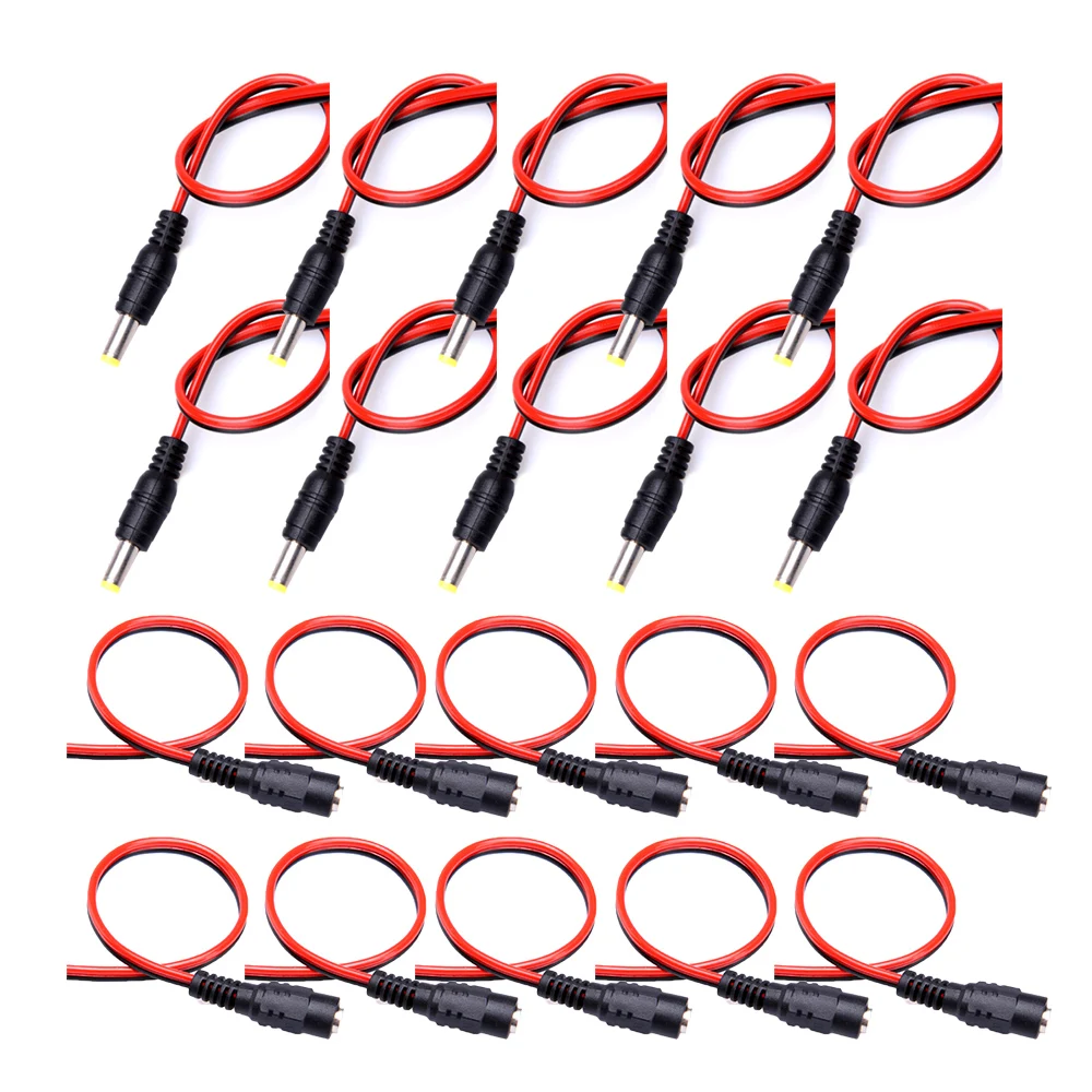 

10PCS 5.5x2.1mm 24CM 12V 5A DC Power Male Female Jack Cable Adapter for CCTV Security Camera