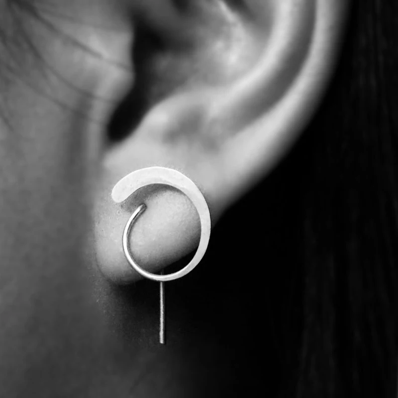 925 Silver Real Piercing Earrings Handmade Jewelry Gold Filled Jewelry Punk Oorbellen Boho Minimalist Earrings for Women