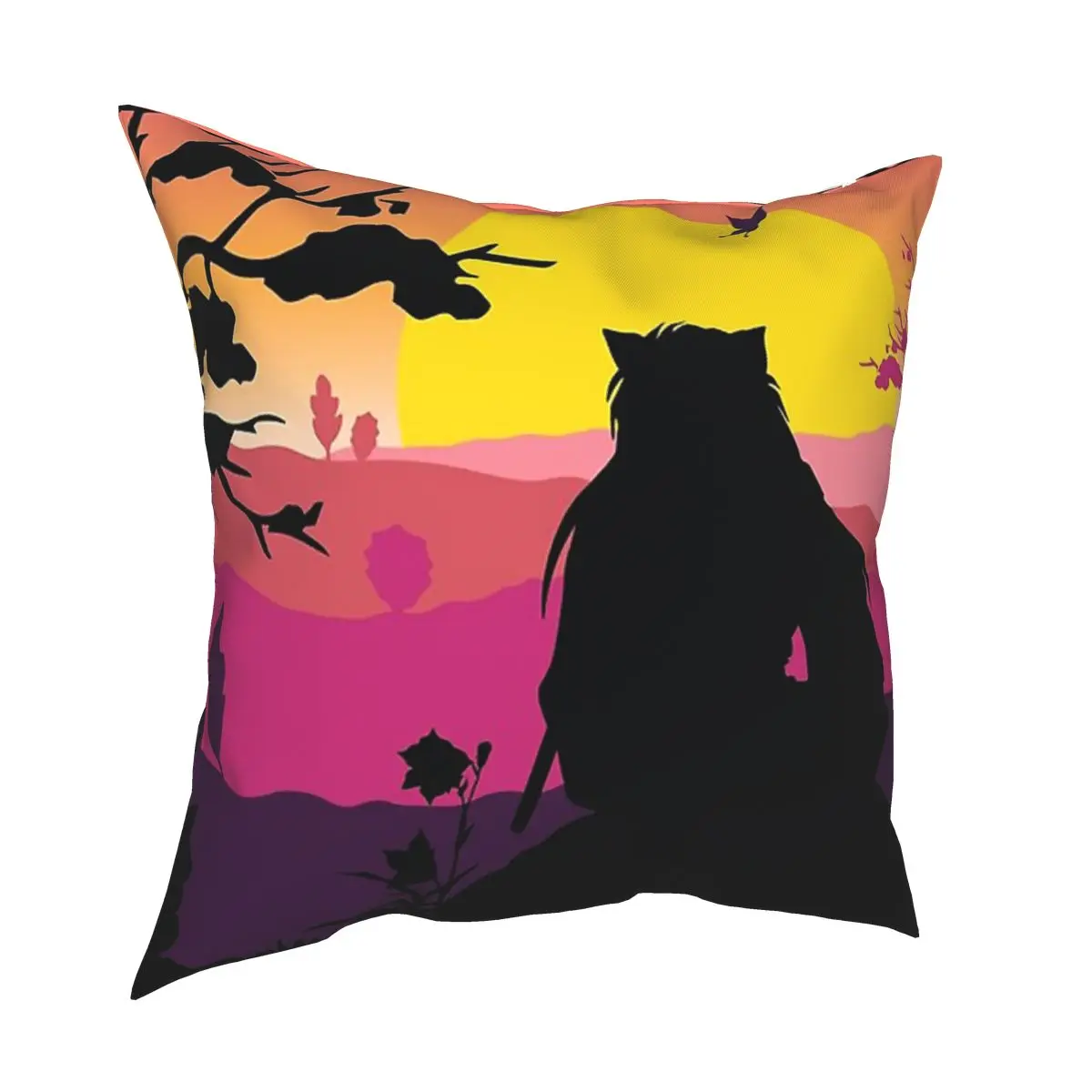 

InuYasha Sunset Pillowcase Home Decorative Anime Manga Cushion Cover Throw Pillow for Car Polyester Double-sided Printing Casual