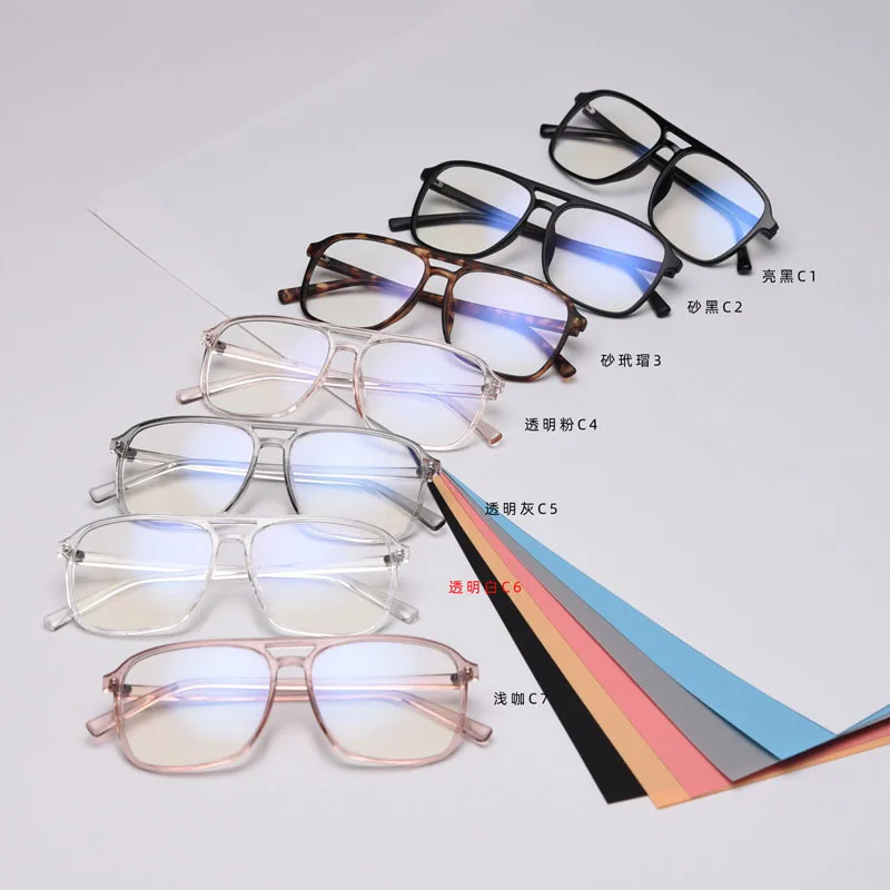 Online BCLEAR Ultra Licht TR90 Retro Schwarz Transparen Doppel Strahl Männer Brille Rahmen Für Brillen Optische Brillen H8024