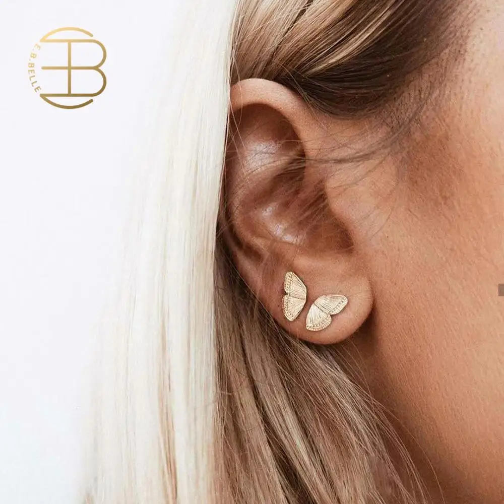 Женские серьги-гвоздики маленькие золотые серьги-бабочки 2020 | Украшения и