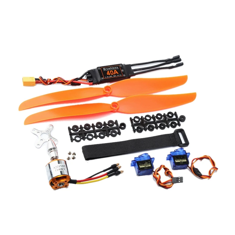 A2217 1100KV бесщеточный двигатель 40A ESC XT60 разъем SG90 9G Mini Servo 1060 Пропеллер для