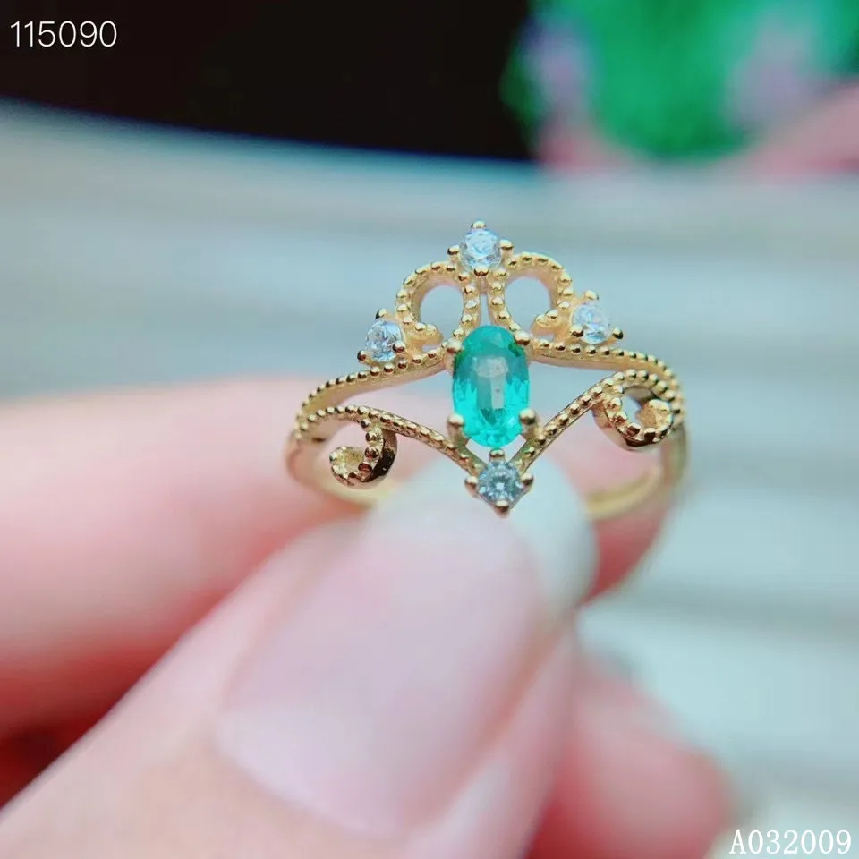 

KJJEAXCMY fine jewelry 925 sterling silver inlaid natural emerald new ring trendy girl's ring support test