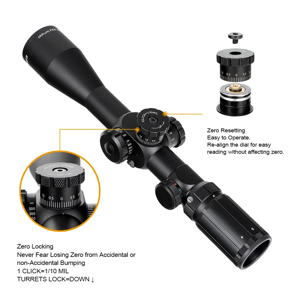 Ohhunt FFP 4-14X44 SFIR первый фокальный самолет охотничий прицел боковой Параллакс стекло гравированное сетка R \ G с подсветкой Блокировка сброса область
