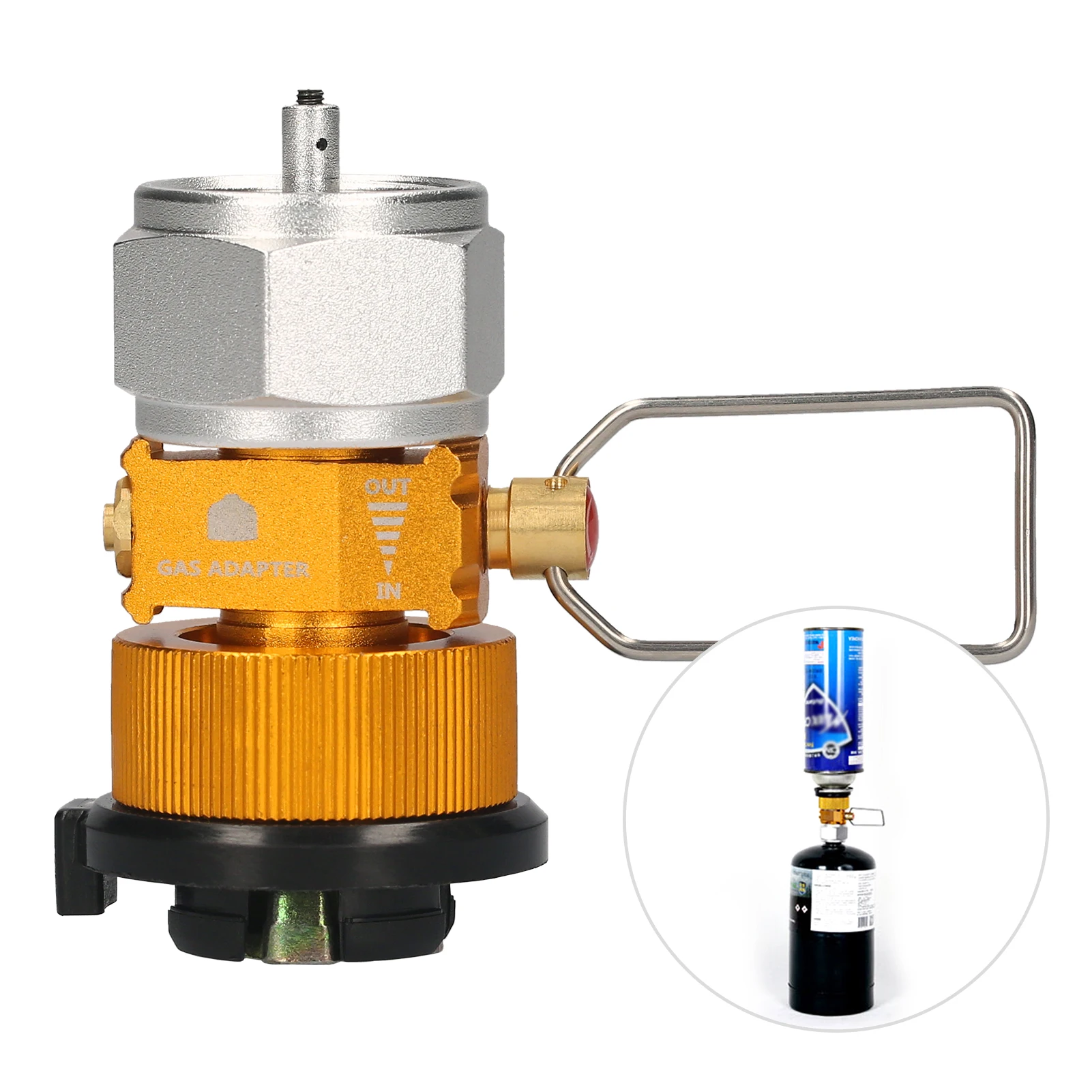 Adattatore per stufa, adattatore per testata serbatoio gas esterno Connettore convertitore serbatoio gas GPL per uso domestico per campeggio, set da pranzo all'aperto