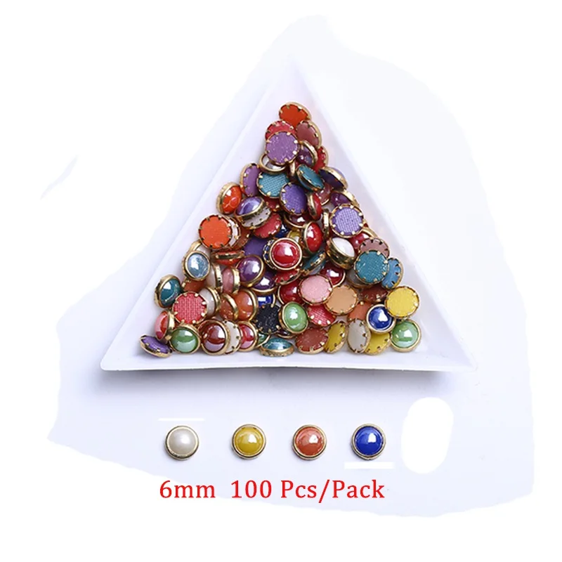 6mm-Mix 100 шт./упак. много Цвета полукруглых жемчужин для 3D nail art Украшение Стразы для бусины для ногтей Красота и блестящими жемчужинками - Цвет: 6mm-Mix