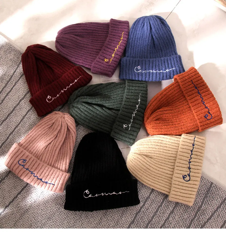 Unisex Winter Ribbed Knitted Cuffed Short Melon Cap Solid Color Skullcap Baggy Retro Ski Fisherman Docker Beanie Hat Slouchy