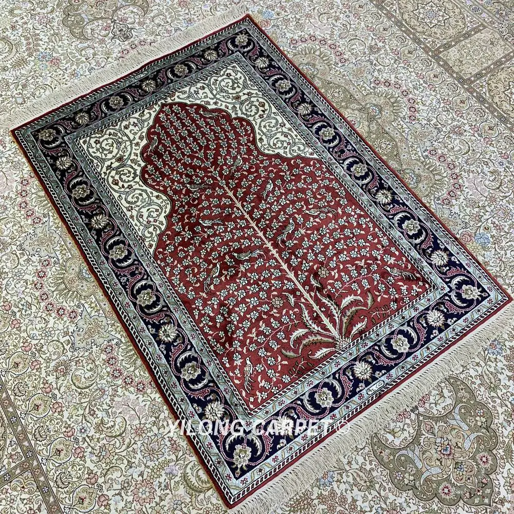 Yilong 2,7 'x4' Hereke шелковый ковер Дерево жизни ручной работы Изысканные турецкие шелковые коврики(HF208B