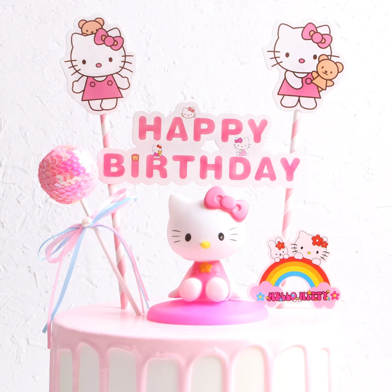 1 шт. с рисунком из мультфильма Hello Kitty торт Топпер днем рождения вечерние