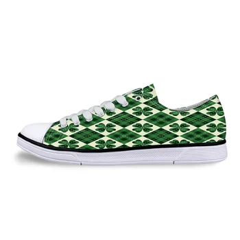 

Traditional Scottish Plaid Clover Unisex Canvas Shoes For Men Classic Flats Canvas Shoes Teen Boys Studnets Low Top Sneakers