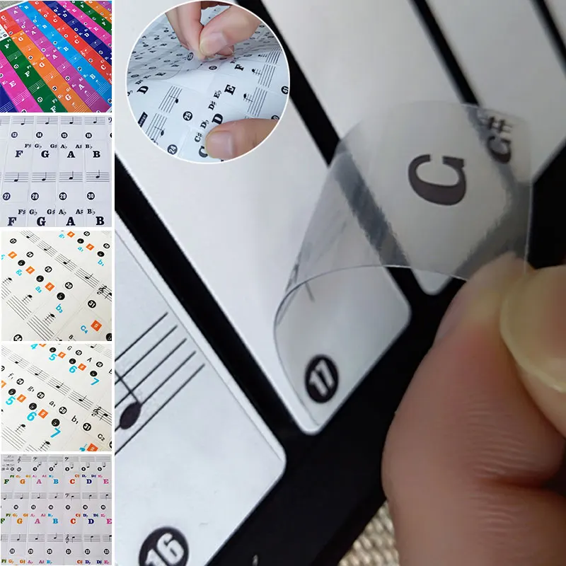  Piano Keyboard Instruments Keyboard Sticker Teaching Transparent 37/49/61/88 Keys Music Labels Begi - 4000238468978