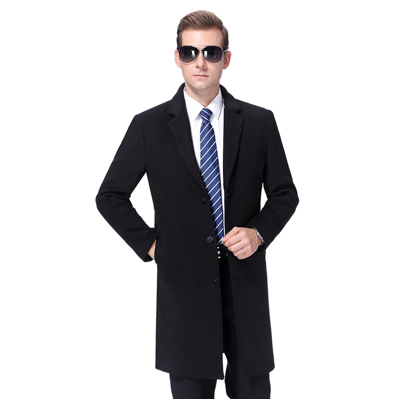 Men Wool Coat Winter Warm Woolen Long Coat Autumn Mens Overcoat Cashmere Coat Peacoat Wool Blend Long Jacket Korea Style