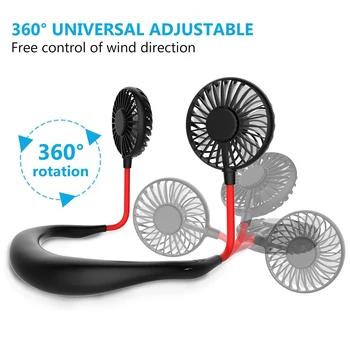 

Wearable Hanging Neck Fan Mini USB Hands Free Fan with 3 Level Air Flow Air Cooler Conditioner for Office Travel Indoor Outdoor