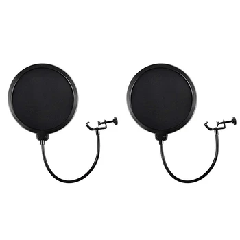 

ABKT-Microphone Filter Dual Layered Wind Screen with Flexible 360° Gooseneck Clip Stabilizing Arm for Blue Yeti and Any Other Mi