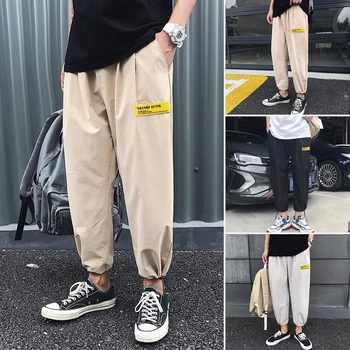

Autumn trend Korean loose casual pants Harajuku wind-tied ankle-length pants versatile thin 9-point sports pants men