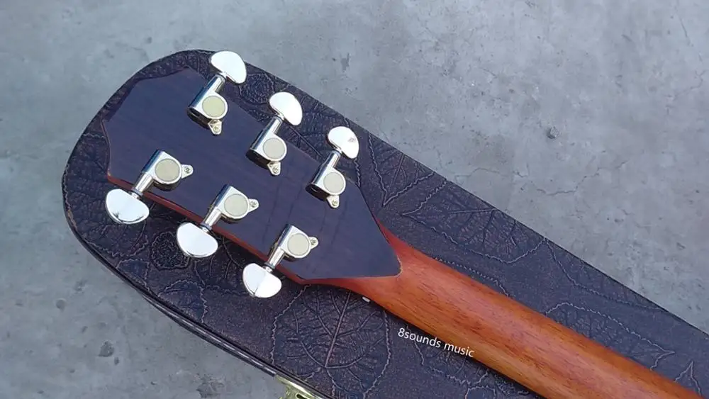 На заказ Акустическая гитара solid cedar top SP14 Акустическая гитара, настоящий abalone Ebony cutaway sanders гитара
