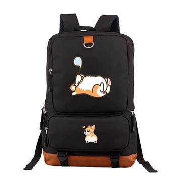 

8 Colors Travel Backpacks Bag Corgi Dog Fashion KPOP Backpack Teenager School Bag Korean Bagpack Mochila Zipper Large Backpack
