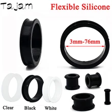 1 пара 3 мм-76 мм большой размер полые черные силиконовые гибкие двойные расклешенные тоннели для ушей Gauge Expander растяжки ювелирные изделия