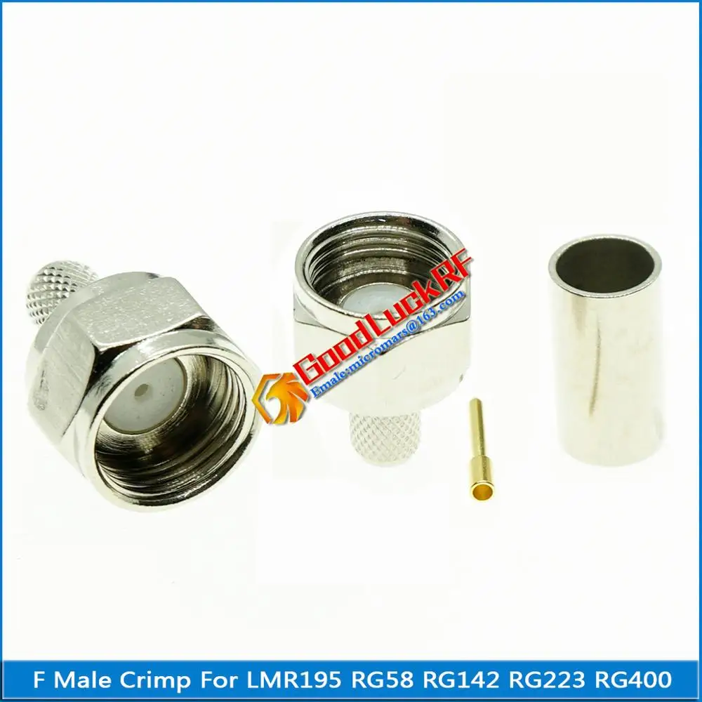 

1 Pcs RF Connector Socket F Male plug solder crimp for RG58 RG142 RG223 RG400 LMR195 50-3 PTFE Wire Straight Coaxial Adapters