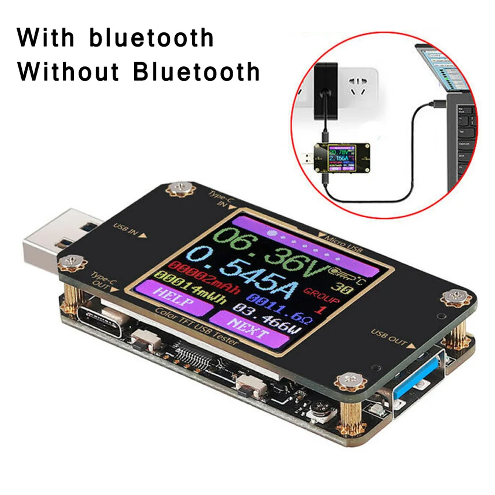 Цифровой цветной ЖК-дисплей Bluetooth usb тип-c измеритель мощности тестер PD батарея мультиметр для QC3.0/4,0 протокол
