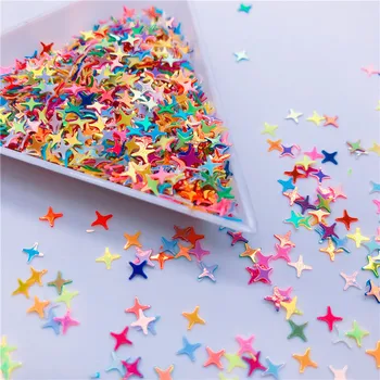 

Colorful Halo 4 Point Star Confetti Holographic Glitter Aurora Borealis Sprinkle Iridescent Cross Star Flakes Resin Art supplies