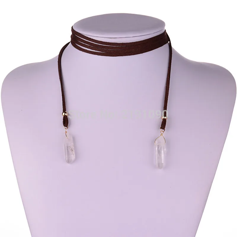 Длинное замшевое кожаное колье Joyeria colare Jewelry Colar Bijoux Femme каменный костюм |