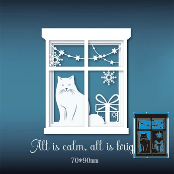 

70*90mm Cat in Window New Cutting Metal Dies New Stencils DIY Scrapbooking Paper Cards Craft Making Craft Decoration