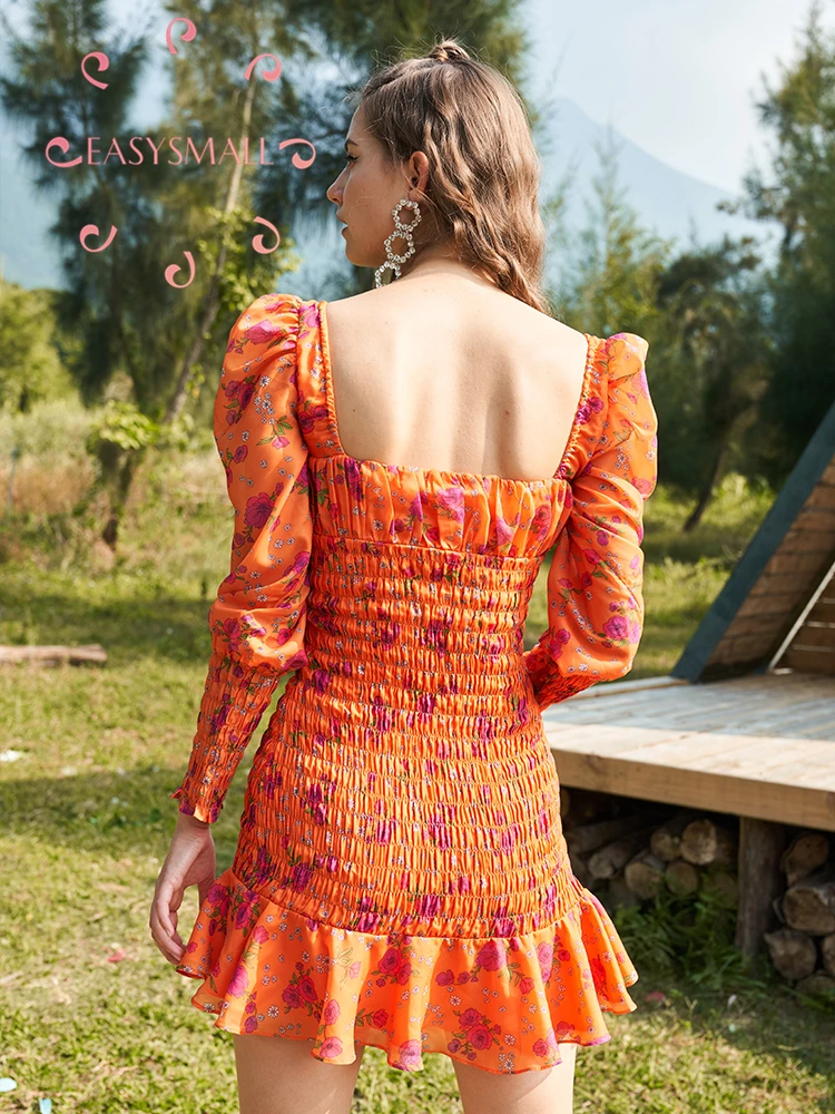 EASYSMALL For love lemons, женское платье, модное, кантри стиль, высокое качество, красное, с принтом, вечерние, высокая талия, короткие платья