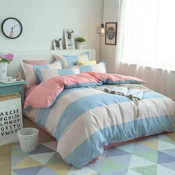 

Thumbedding Wide Stripe Bedding Set Single High End Candy Colors Fresh Duvet Cover King Queen Full Twin Unique Design Bed Set