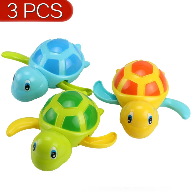 3PCS Детские Мультяшные морские животные Черепаха водная игрушка набор детский классический заводной плавательный душ ванна пляжная Ванна игрушки для детей - Цвет: 3PCS