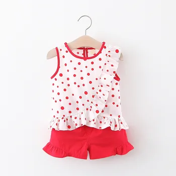 

2020 Summer Baby Sets Dotted Print Top with Shorts