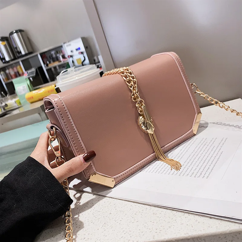 

Textured Bag Women's 2019 Spring And Summer New Style Fashion Korean-style Versatile Shoulder Bag Fashion Tassels Chain Oblique