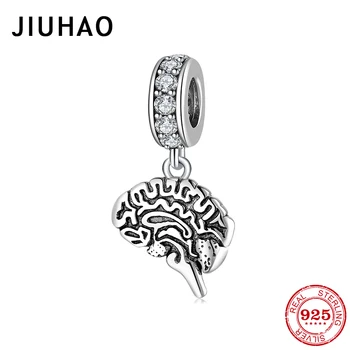 

Authentic 925 Sterling Silver Smart brain Pendants Beads for Jewelry making Fit Original designer Charm Bracelet women jewellery