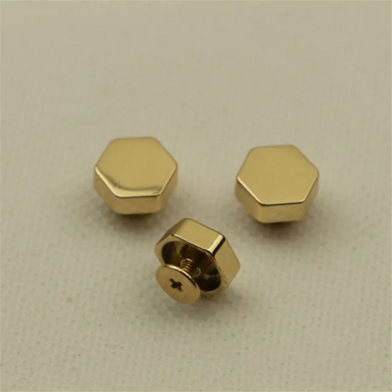 Pale gold XUNZHE 20 штук 11,5*7*4,5 мм золотистые шестигранные винтовые заклепки DIY ручной работы кожаные сумки украшения Нижняя Пряжка ноги шпильки кожаный винт - Цвет: Pale gold