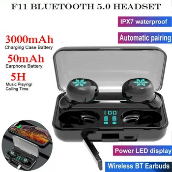 

F11 Bluetooth 5.0 Headset TWS Wireless Earphones Mini Earbuds Stereo Headphones