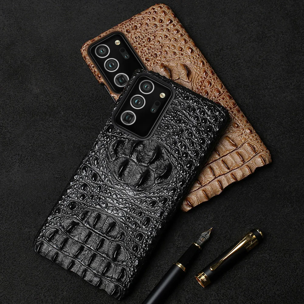 Genuine Leather 3d Crocodile Head Phone Case For Samsung Galaxy Note 20 Ultra 10 9 Plus A50 A70 A51 S10 S20 S9 S10 S8 Plus Cover