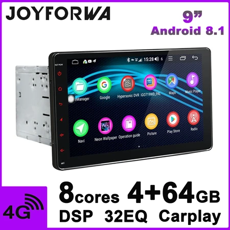 Carplay DSP " 1Din Android 8,1 Автомобильный мультимедийный радио для peugeot 207/307 gps SPDIF сабвуфер стерео 4G SIM WiFi DVR DAB OBD TPMS - Цвет: 9inch 2Din F