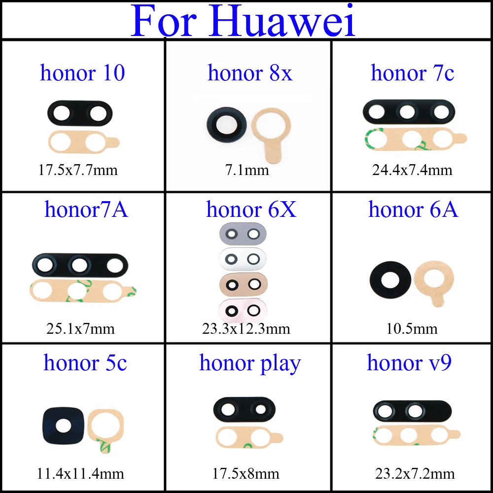 Mobile Phone Rear Back Camera Glass Lens Cover For Huawei Honor 6A/10/8X/7A/7C/6X/5C/Play/ V9/Big Camera Lens Glass Repair Parts