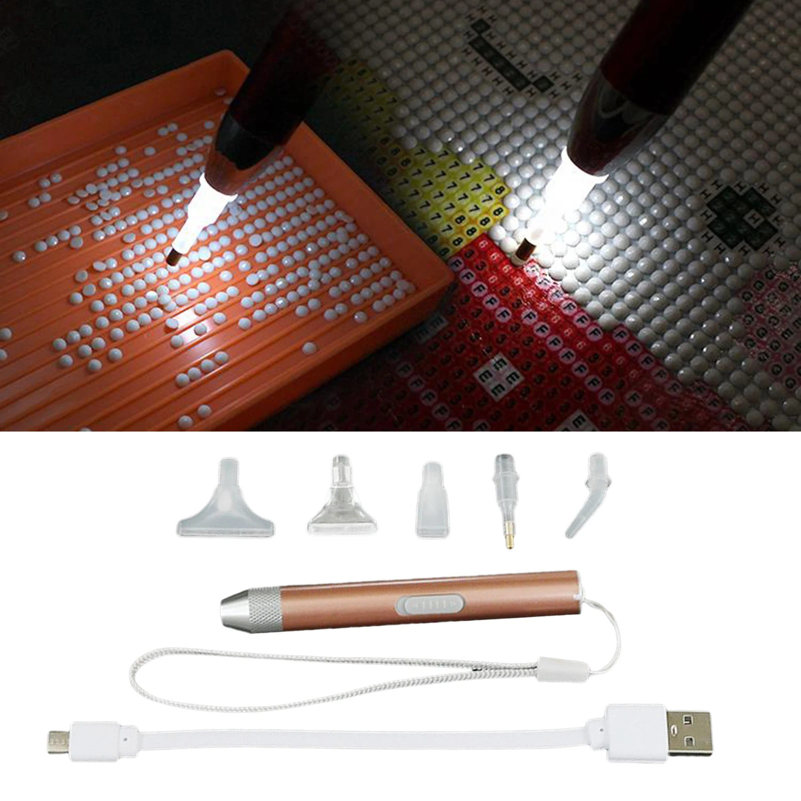 DIY Diamond Drill Pen with Light Diamond Painting Tools Quick Point Stylus Pen Cross Stitch Embroidery Kits Tool